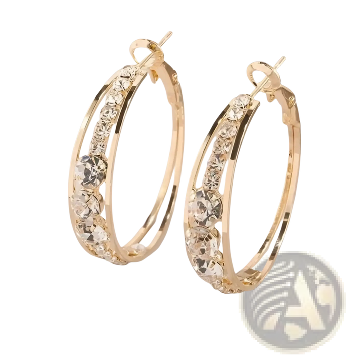 Crystal Inlaid Geometric Hoop Earrings for Women