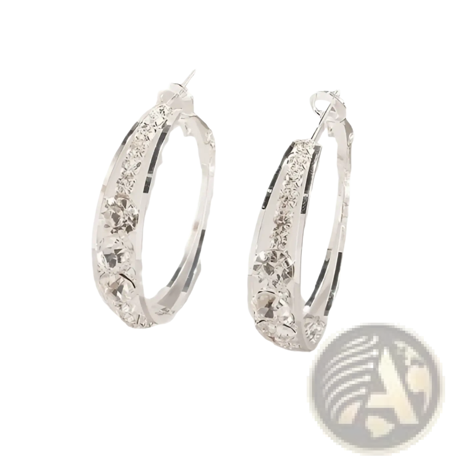 Crystal Inlaid Geometric Hoop Earrings for Women