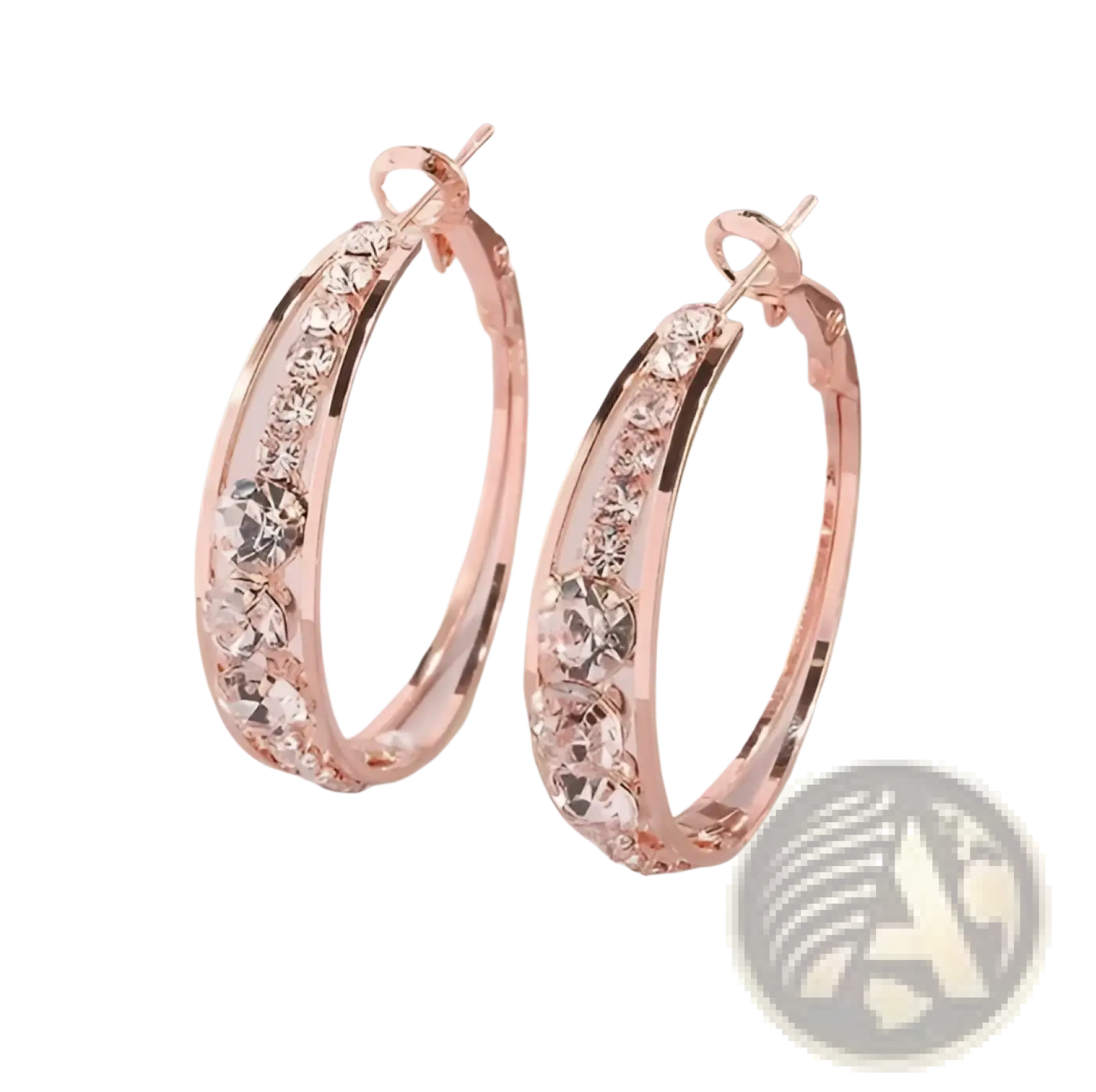 Crystal Inlaid Geometric Hoop Earrings for Women