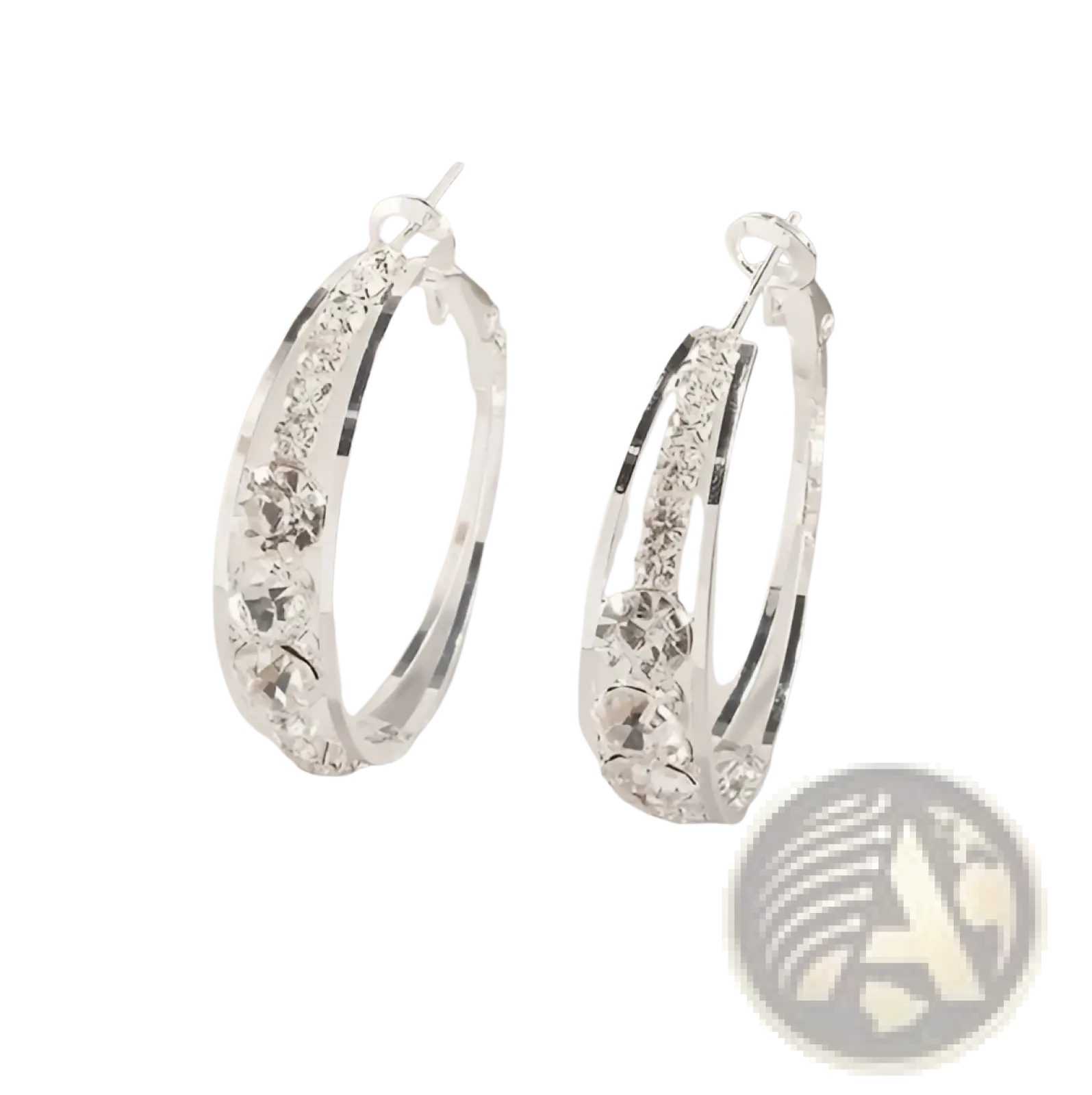 Crystal Inlaid Geometric Hoop Earrings for Women