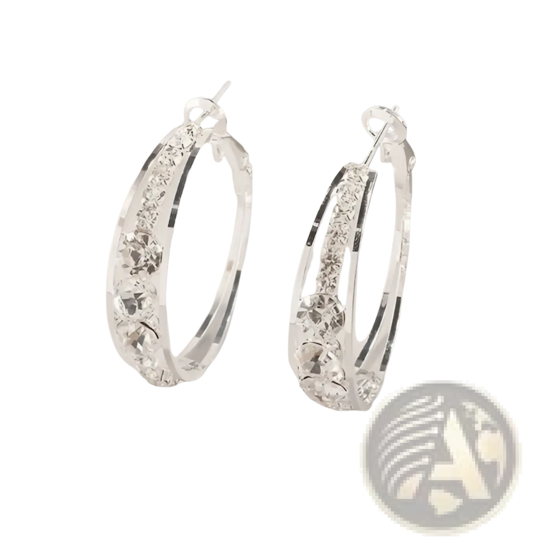 Crystal Inlaid Geometric Hoop Earrings for Women
