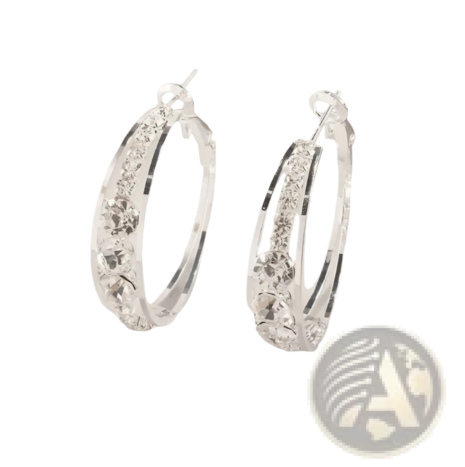 Crystal Inlaid Geometric Hoop Earrings for Women