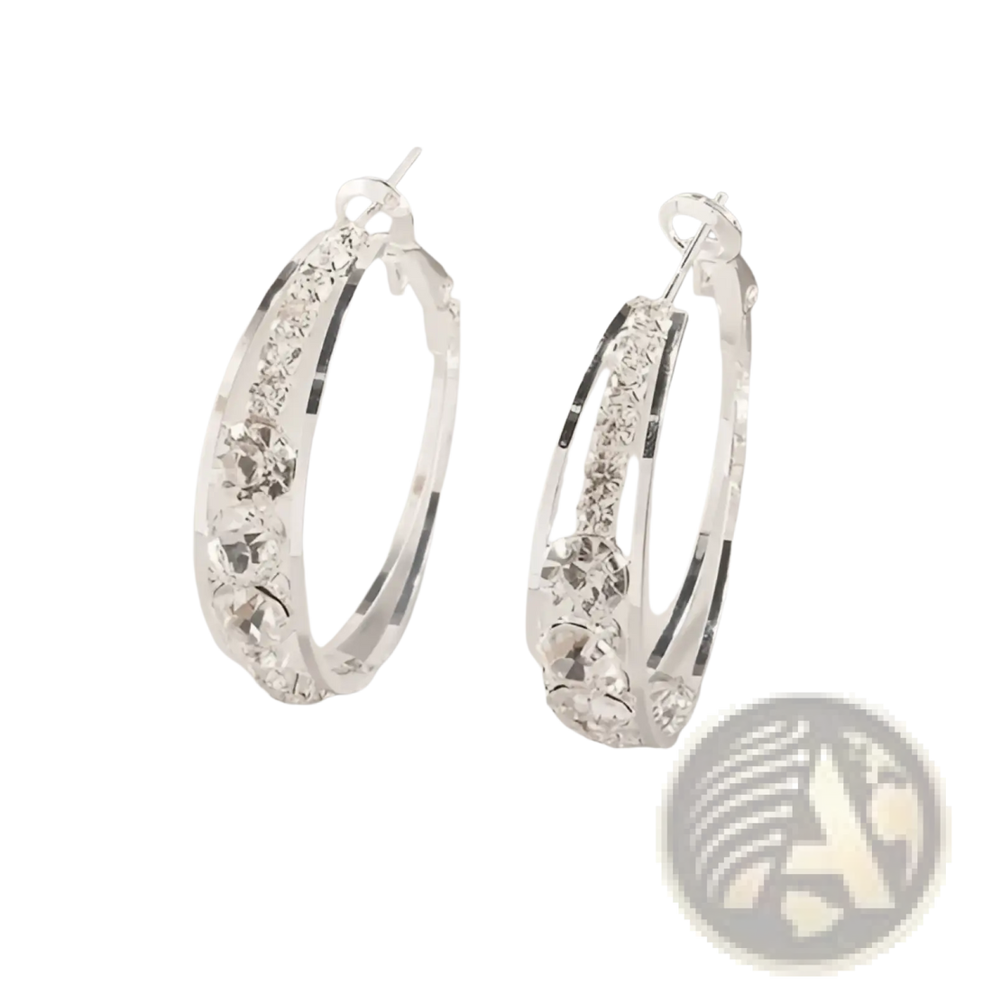 Crystal Inlaid Geometric Hoop Earrings for Women