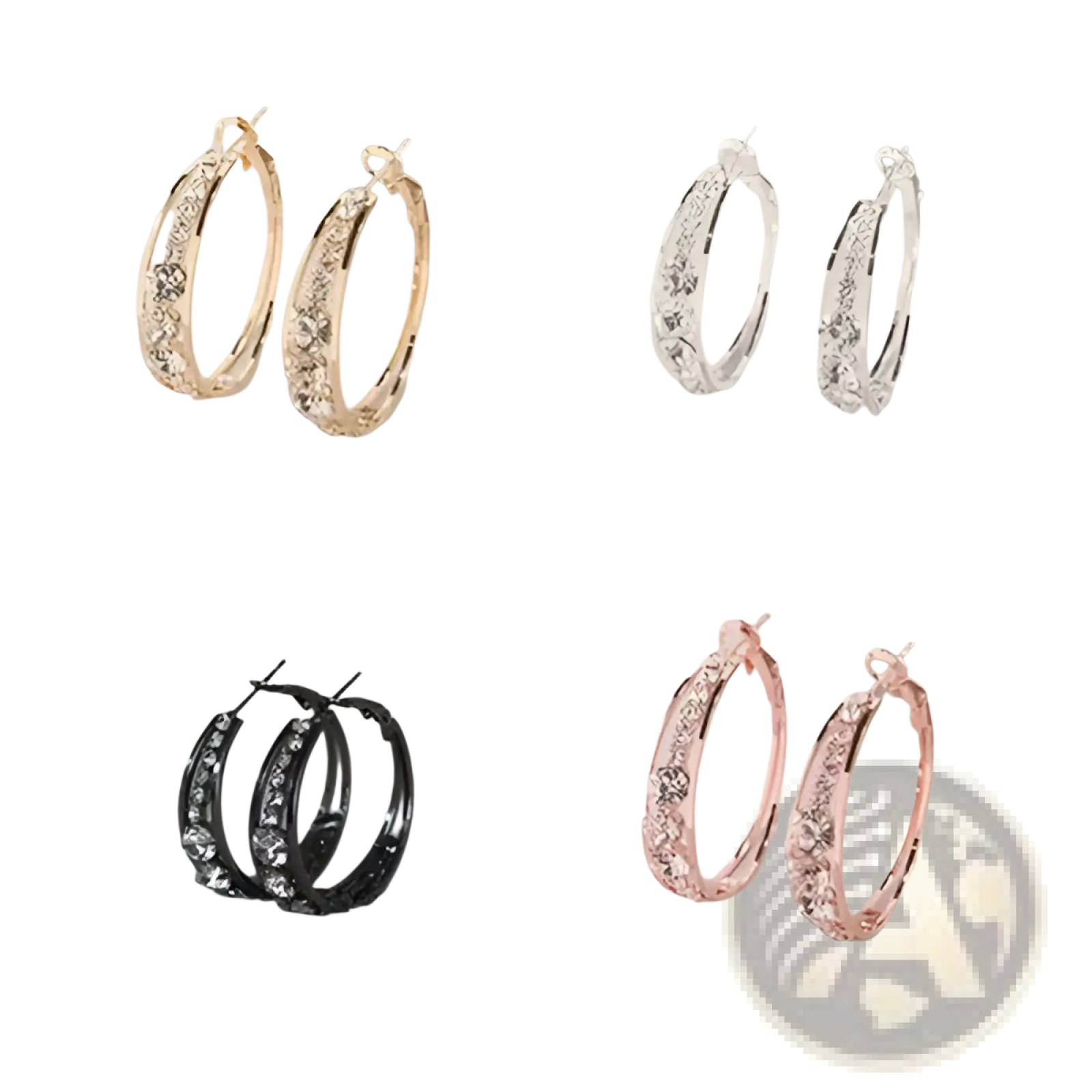 Crystal Inlaid Geometric Hoop Earrings for Women