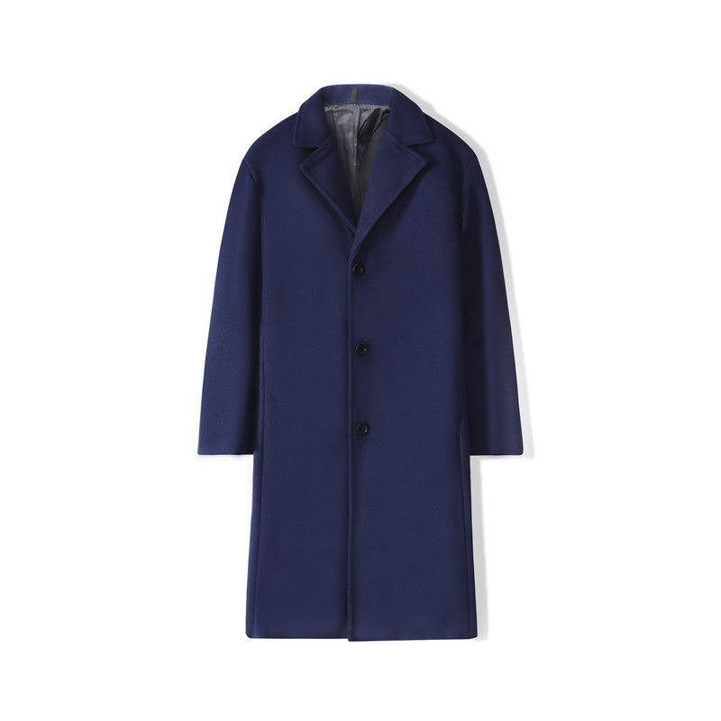 New Mens Mid-length Loose-fit Solid-color Padded Trench Coat