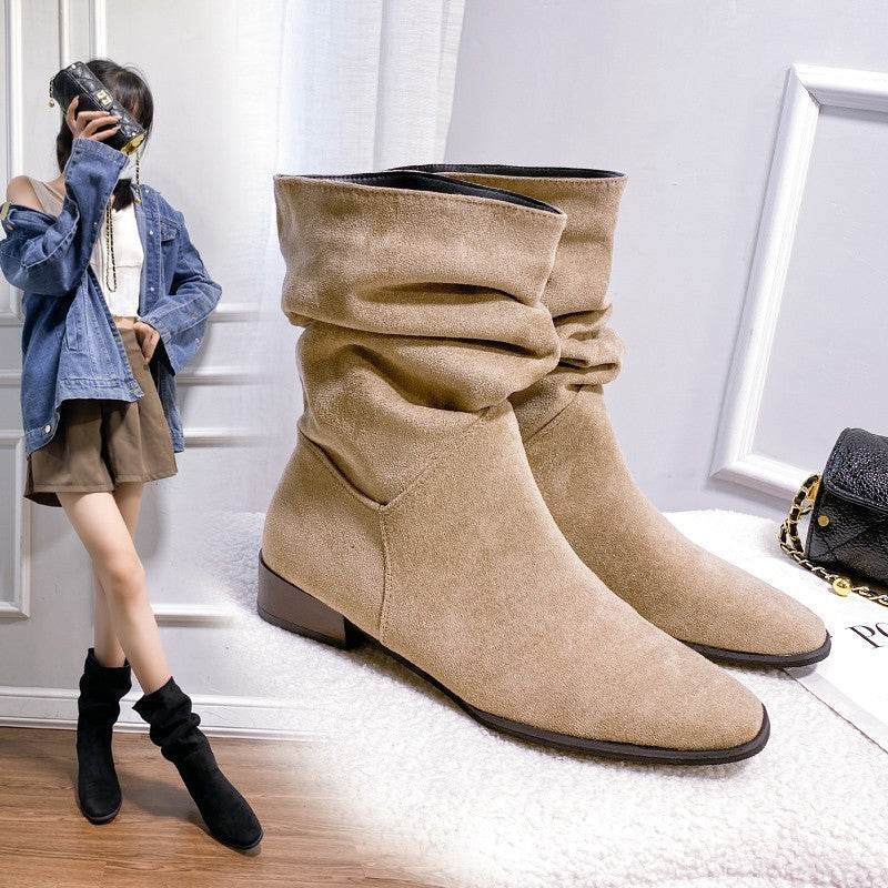 Retro Pointed Toe Mid Boots