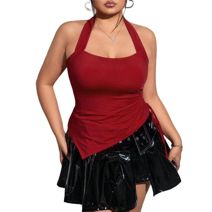 Plus Size Women's T-shirt Spring Summer New Sexy Halter Sleeveless Top