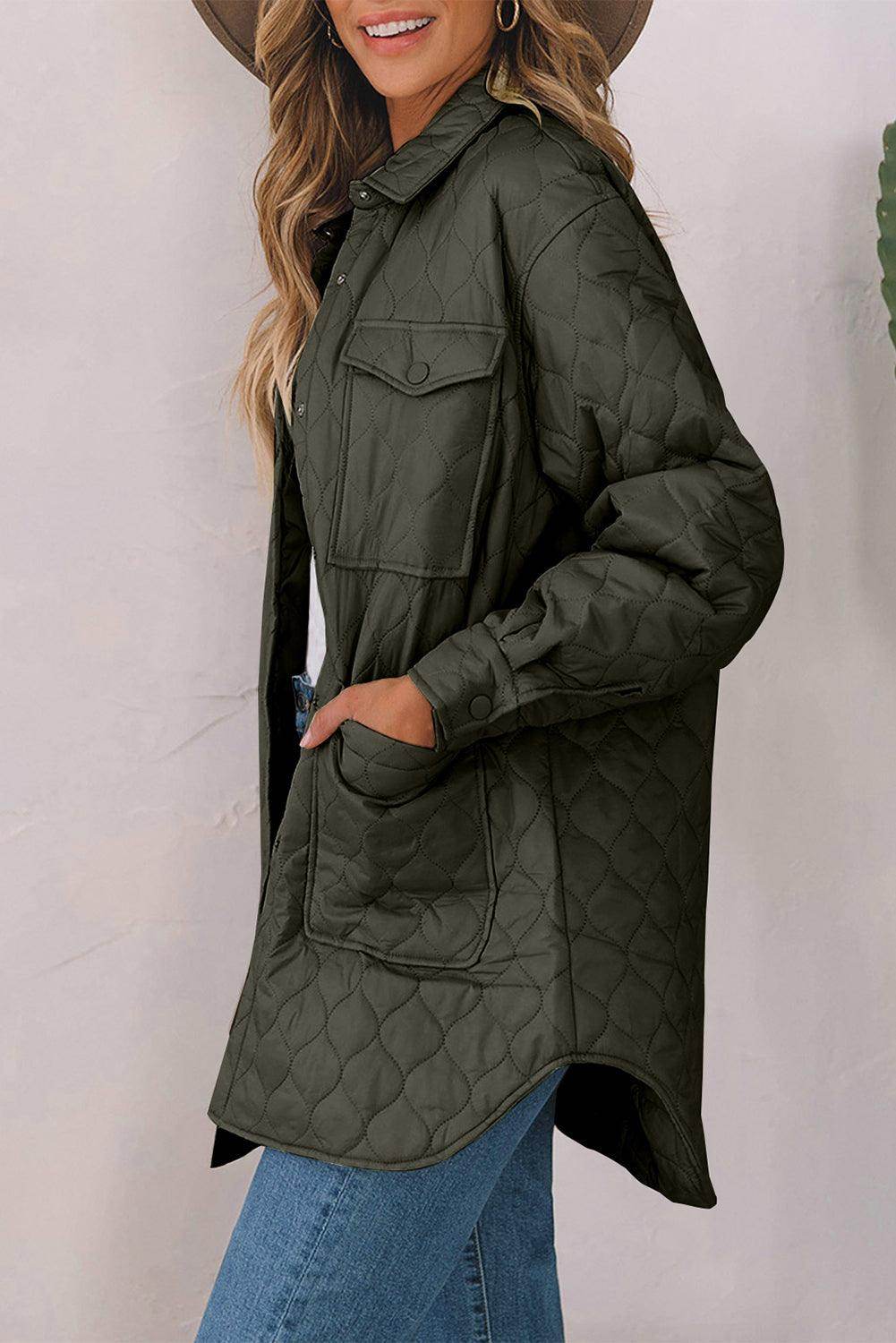 Snap Down Collared Winter Coat for Stylish Warmth