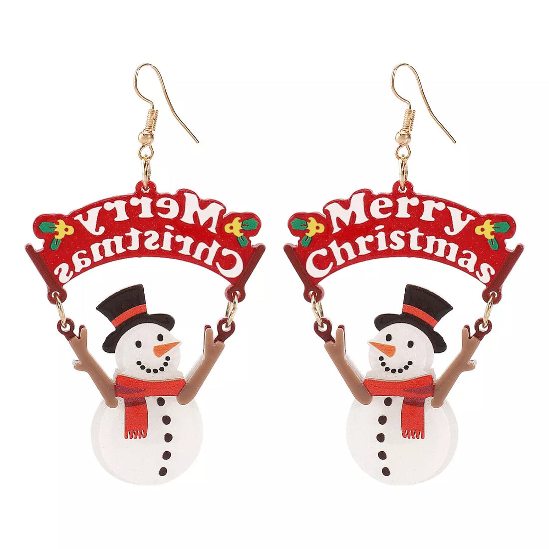 Christmas Snowman Dangle Earrings