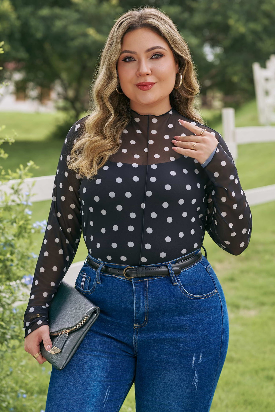 Women's Anne Sleeve Mesh top Long Sleeve PLUS Top
