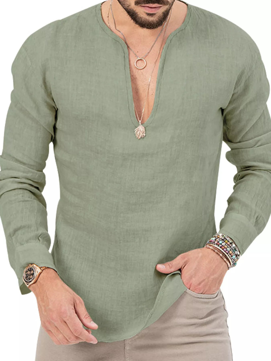Men's Full Size Slim Fit Long Sleeve Blouse Plus Size