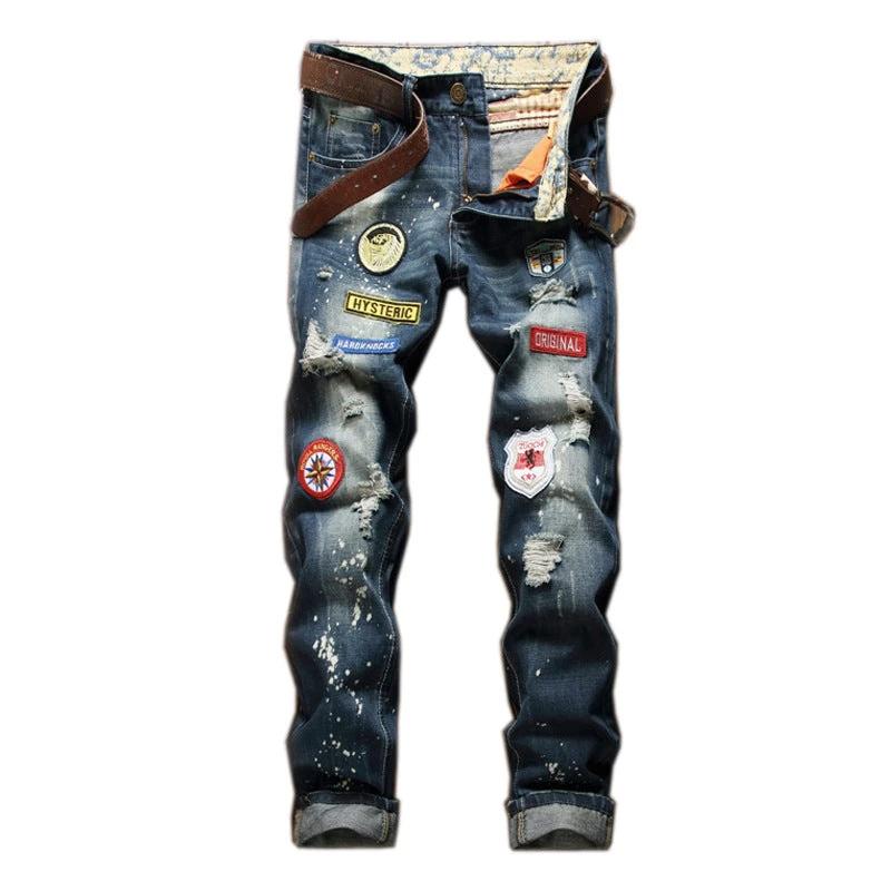 distressed street style pants, contemporary denim wear