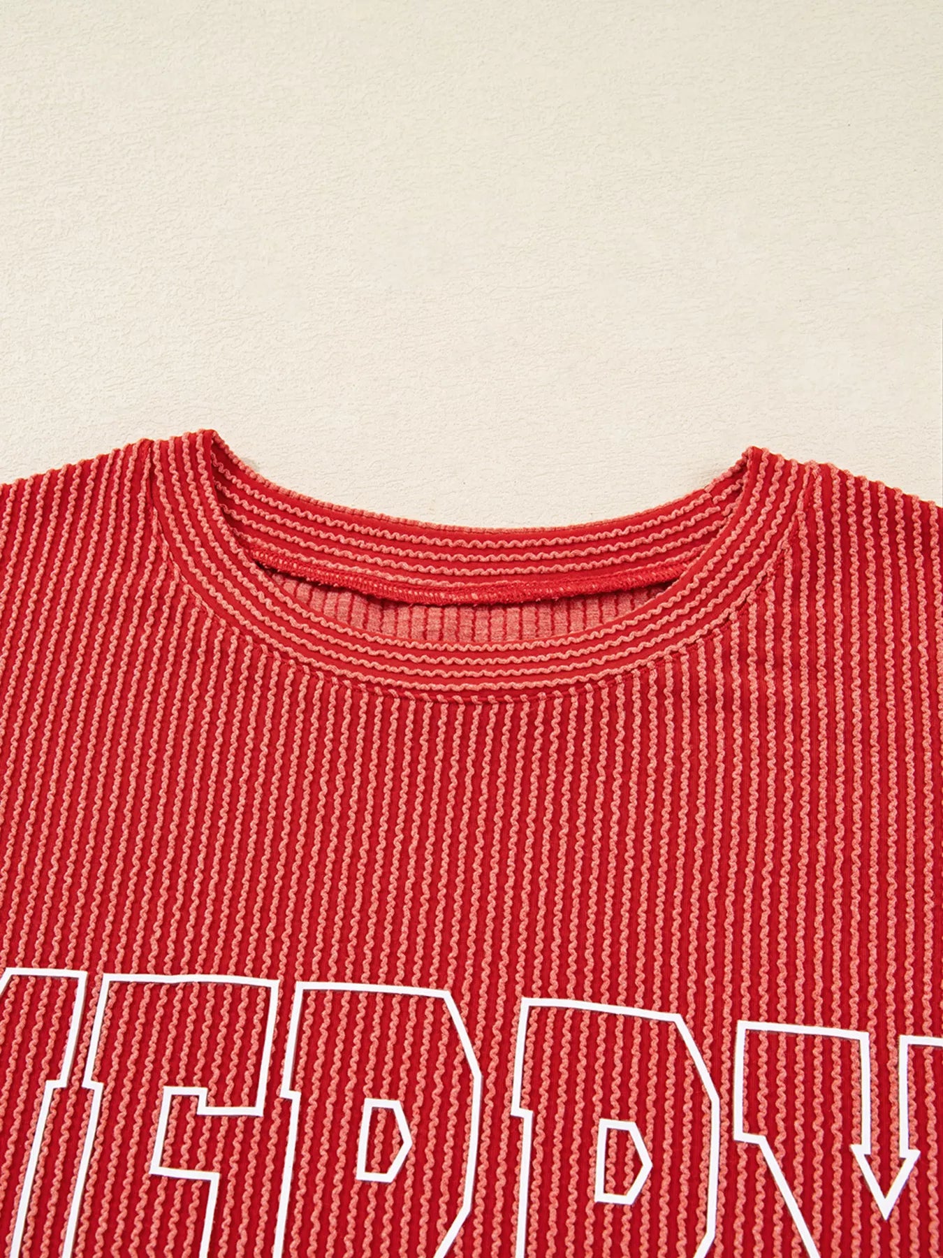 Merry Twisted Rib Christmas Loose Long Sleeve Top