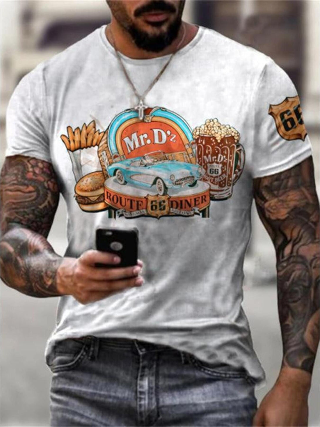 Men's Full Size Round Neck Graphic T-Shirt Plus Size