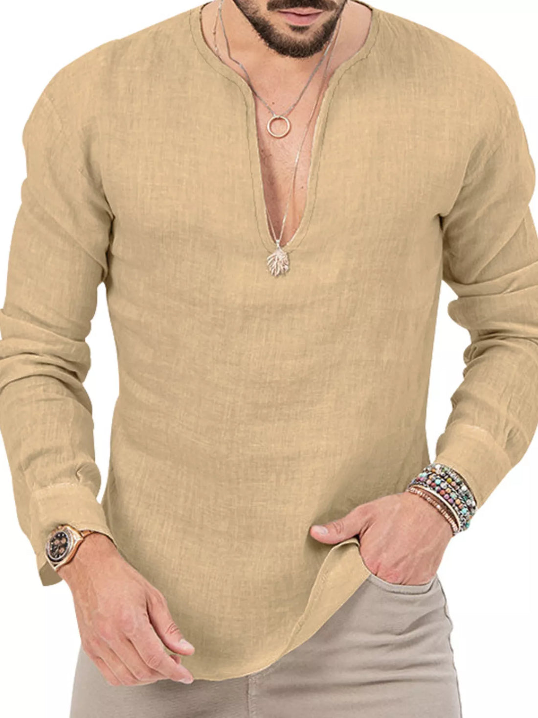 Men's Full Size Slim Fit Long Sleeve Blouse Plus Size
