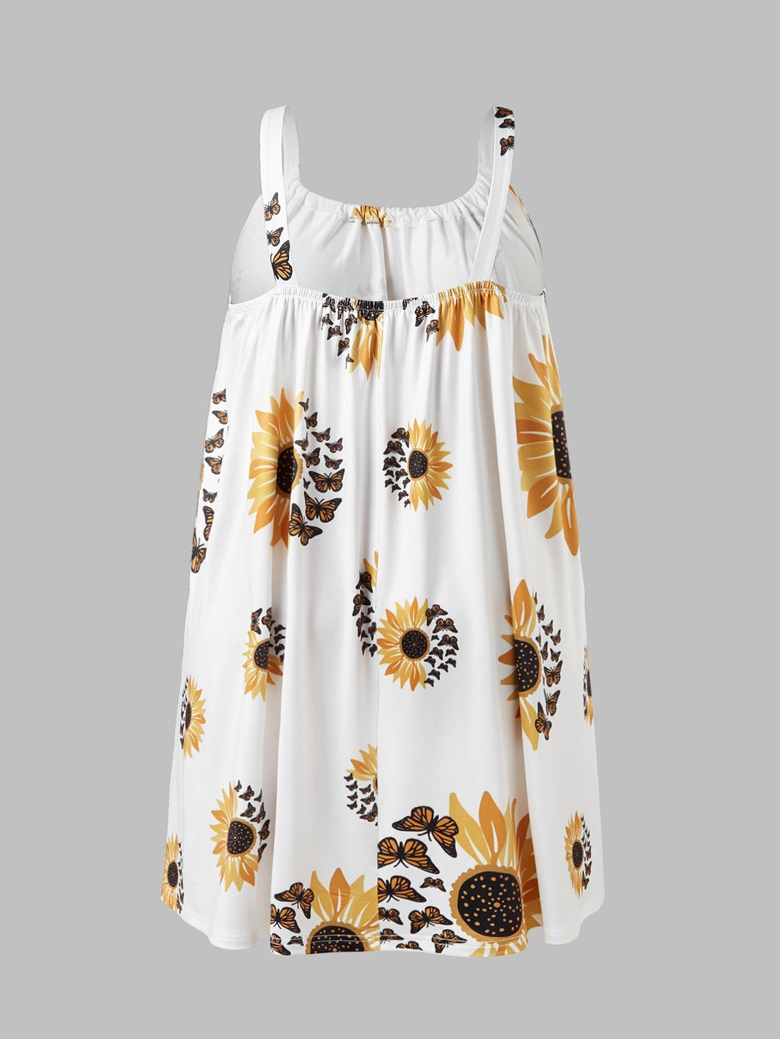 🌻 Plus Size Sunflower Print Sleeveless Wrap Dress