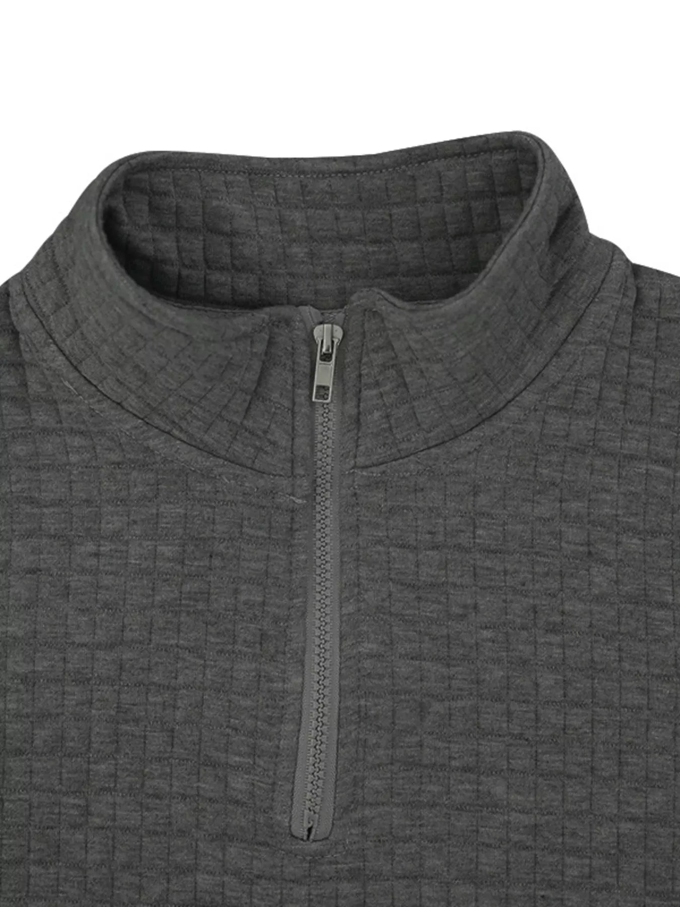 Men's Full Size Textured Short Sleeve Zipper Polo Plus Size