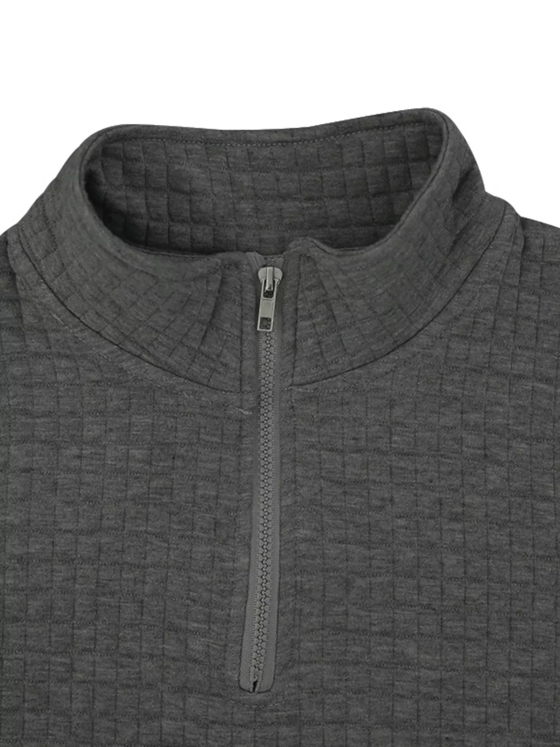 Men's Full Size Textured Short Sleeve Zipper Polo Plus Size