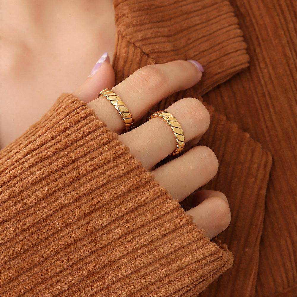Stylish Titanium Steel Gold-Plated Ring for Everyday Use