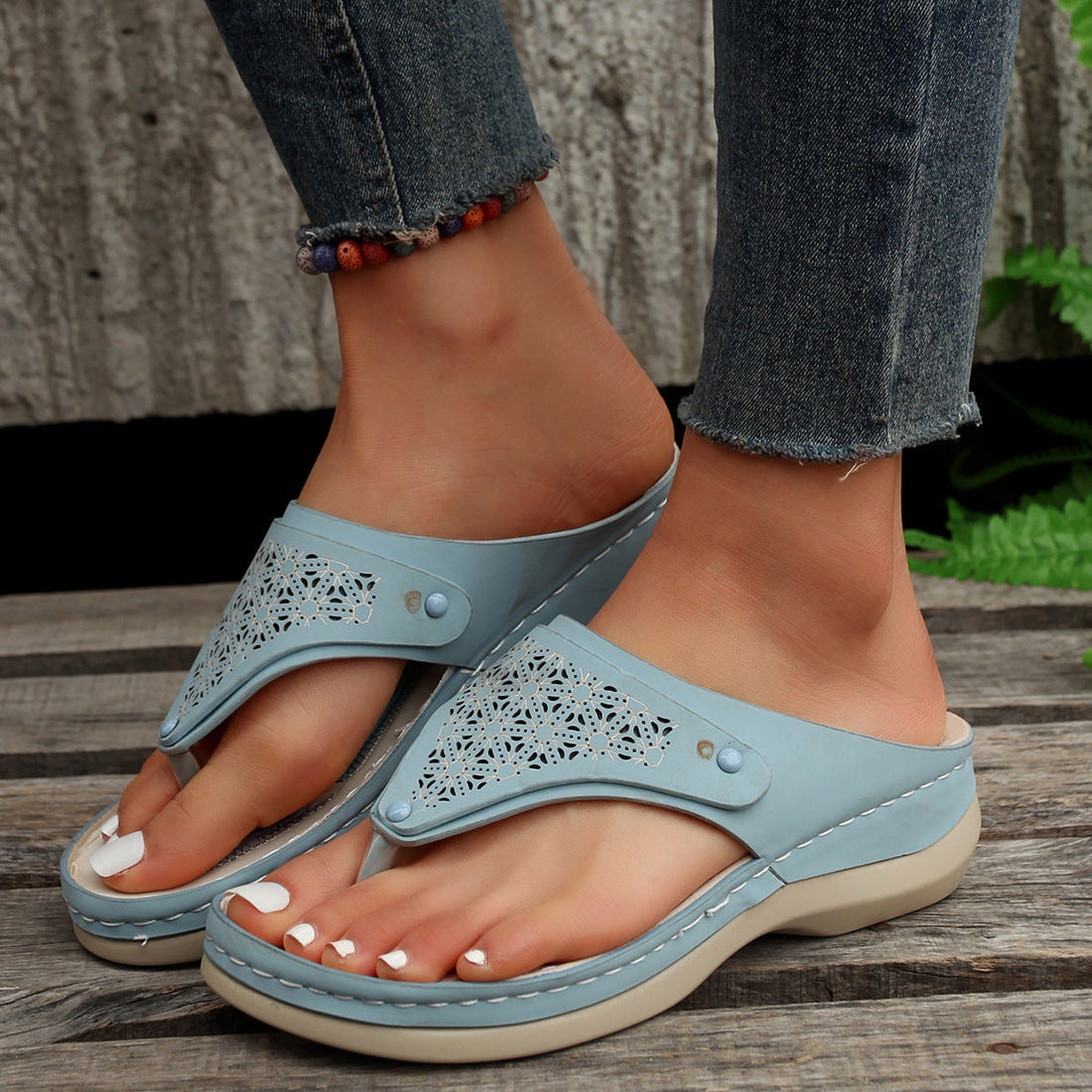 Women's Thong Sandals | Summer Beach Flip Flops Open-Toe PU Slippers