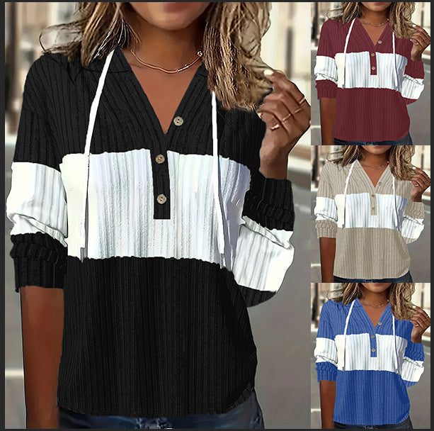Women's Patchwork Versatile Dress And Hooded Long-sleeve Top