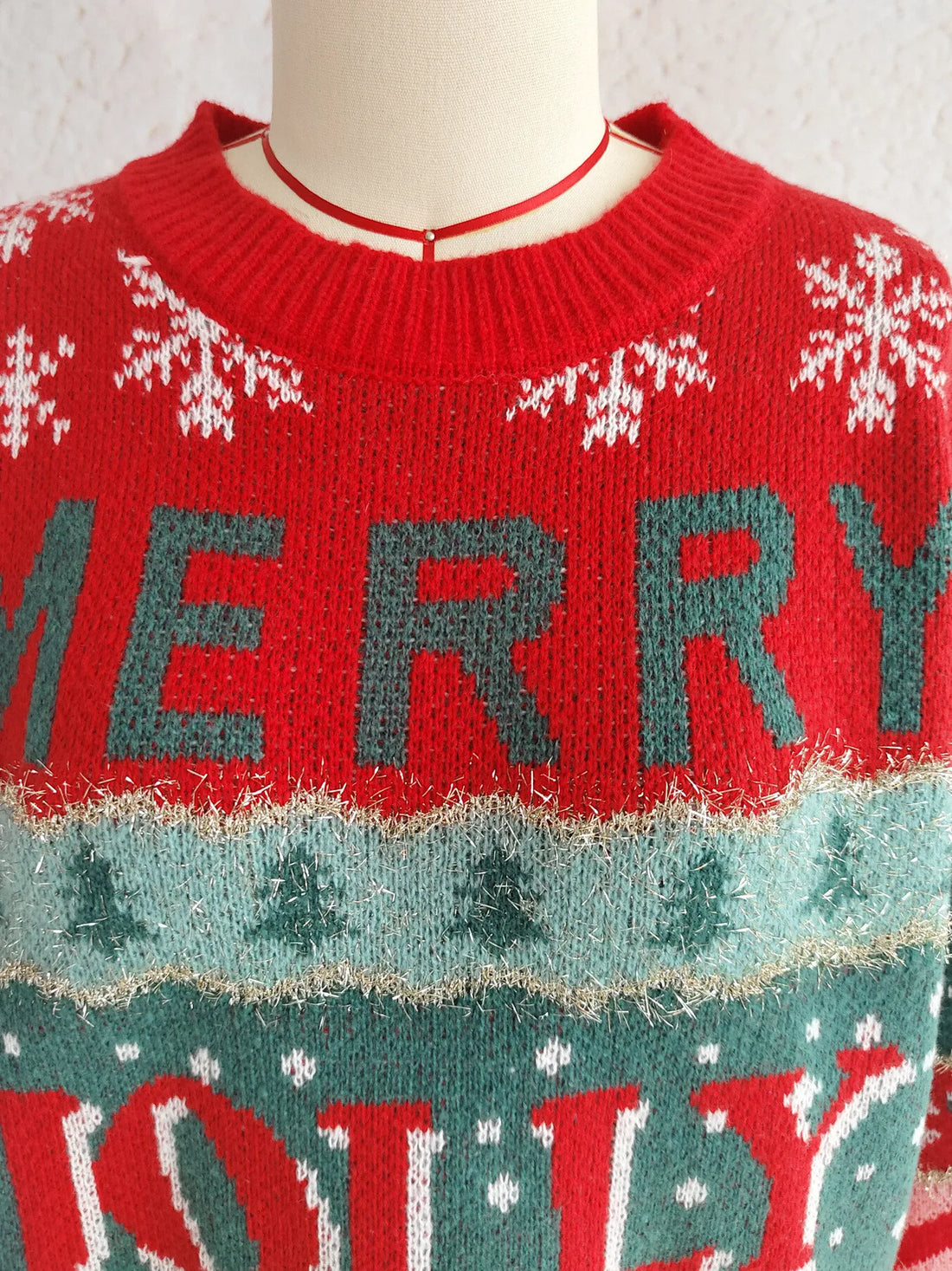 Christmas Letter Round Neck Long Sleeve Sweater