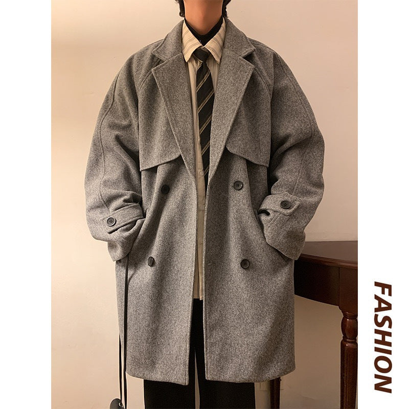 Mens Mid-length Wool Coat With Extra Padding For A Premium Over-the-knee Look