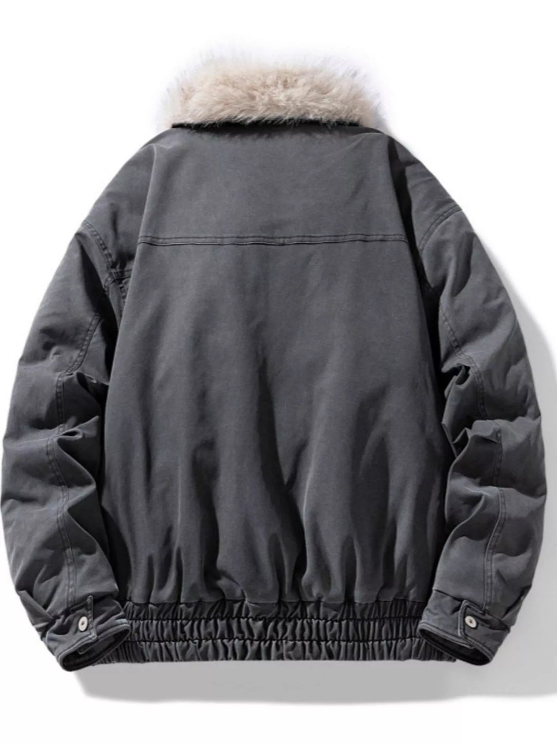 Men's Full Size Fur Collar Zip Up Bomber Jacket Plus Size
