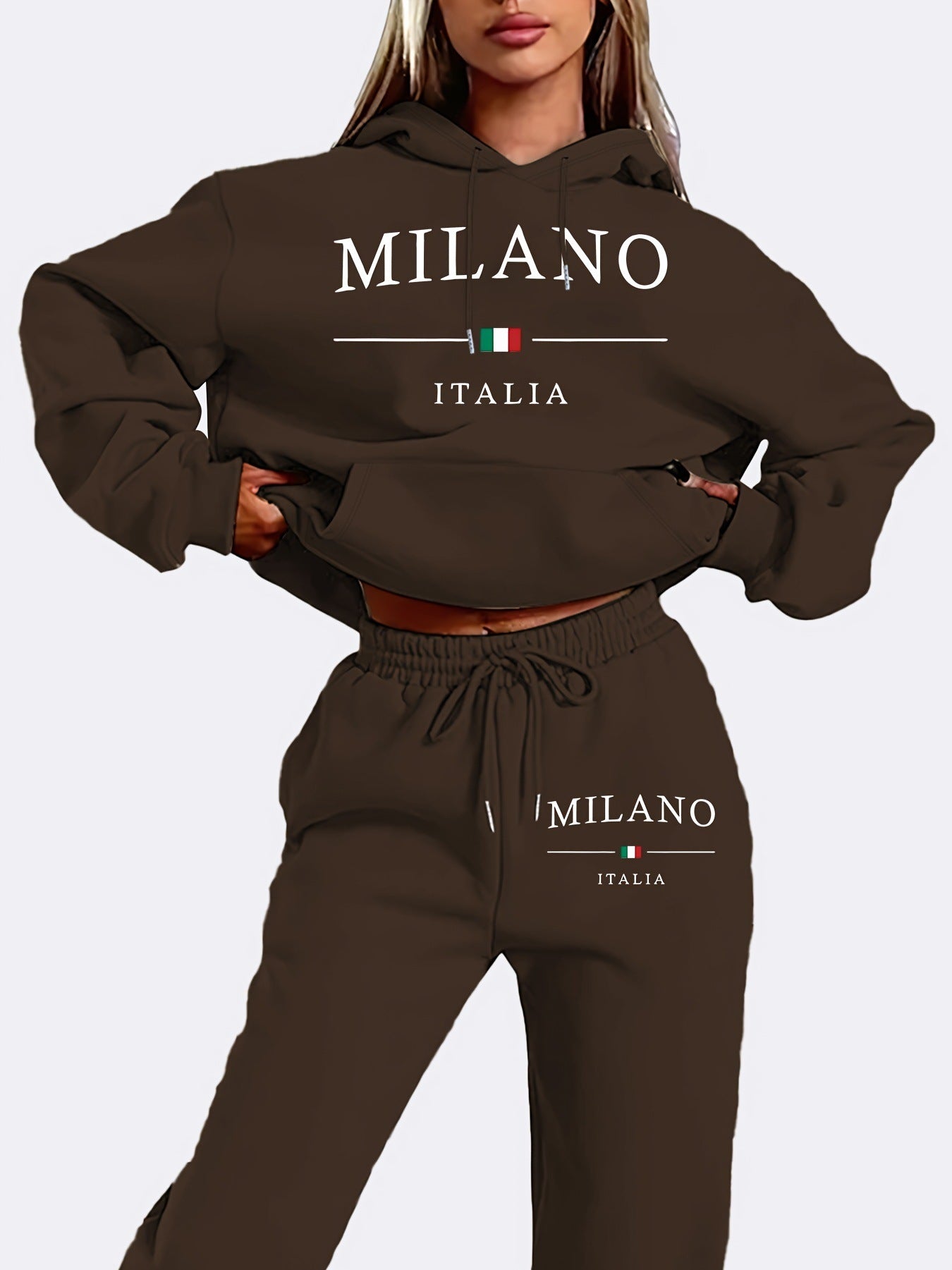 Trendy Plus Size Fleece-lined Sweater Suit See size chart under “more details”