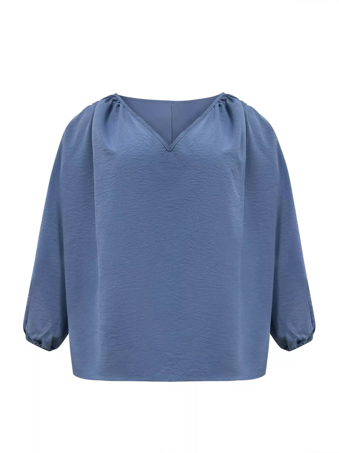 Plus Size V-Neck Long Sleeve Blouse