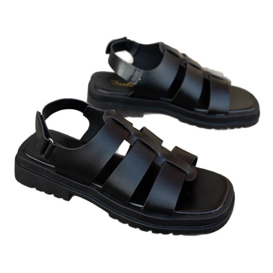 Women's Thick Sole Sports Sandals | Round Toe Low Heel PU Casual Shoes