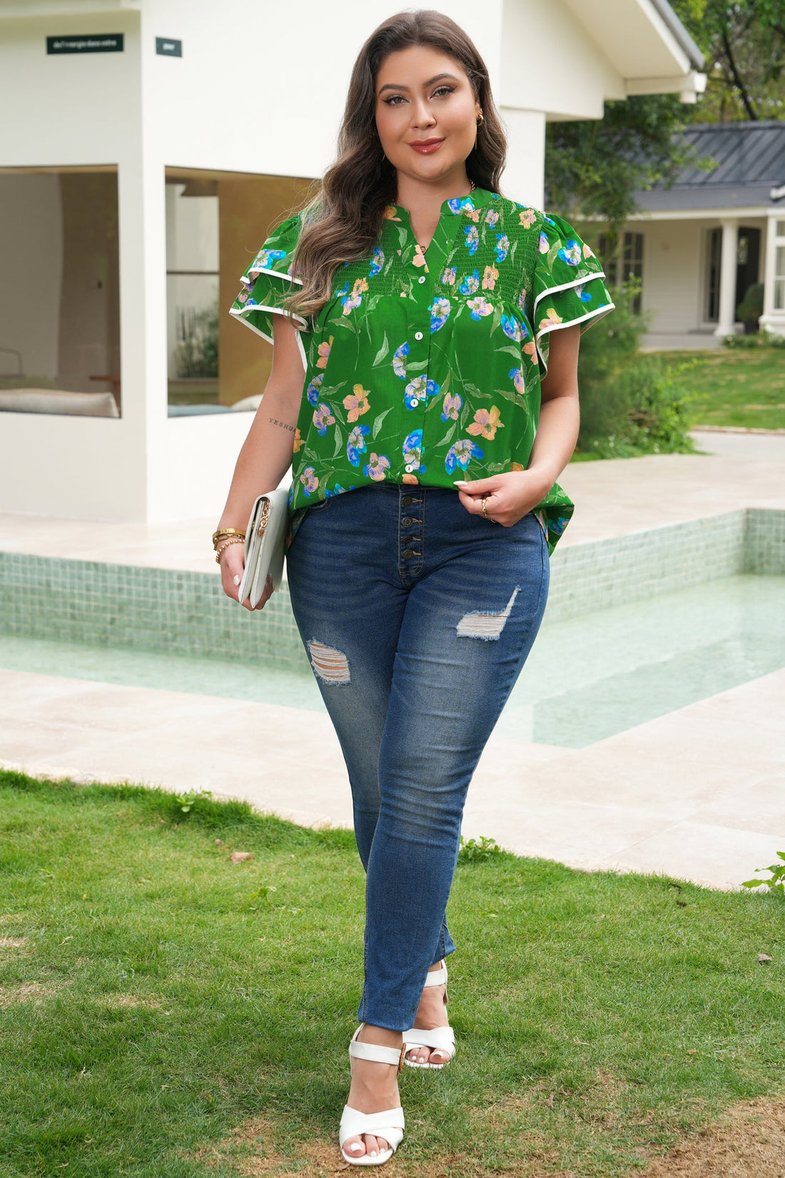 Women's Keilani Short Sleeve Floral PLUS Top
