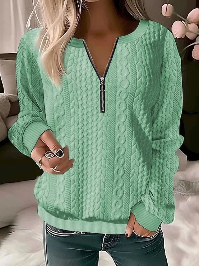European And American Zipper Sweater Women's Coat Cardigan
