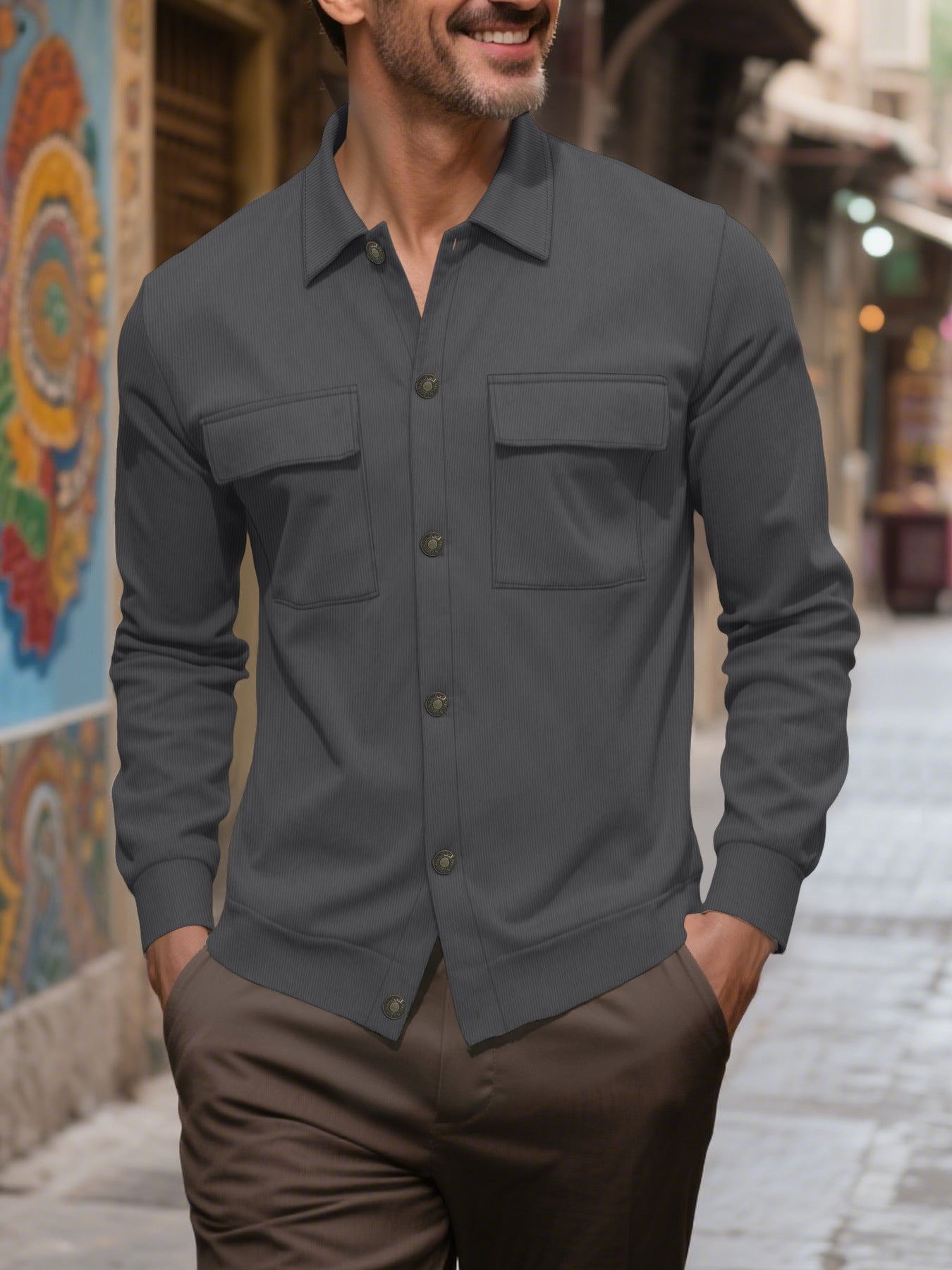 Men's Corduroy Shirt Pocket Coat