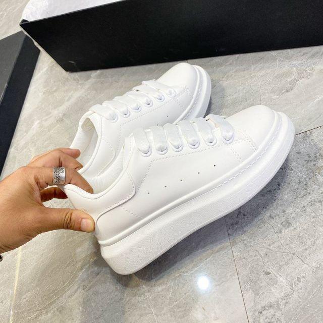 Men’s White Platform Leather Sneakers Comfortable Casual Sports Trainers
