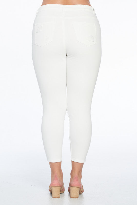 Mid Rise Destructed Ankle Skinny Jeans