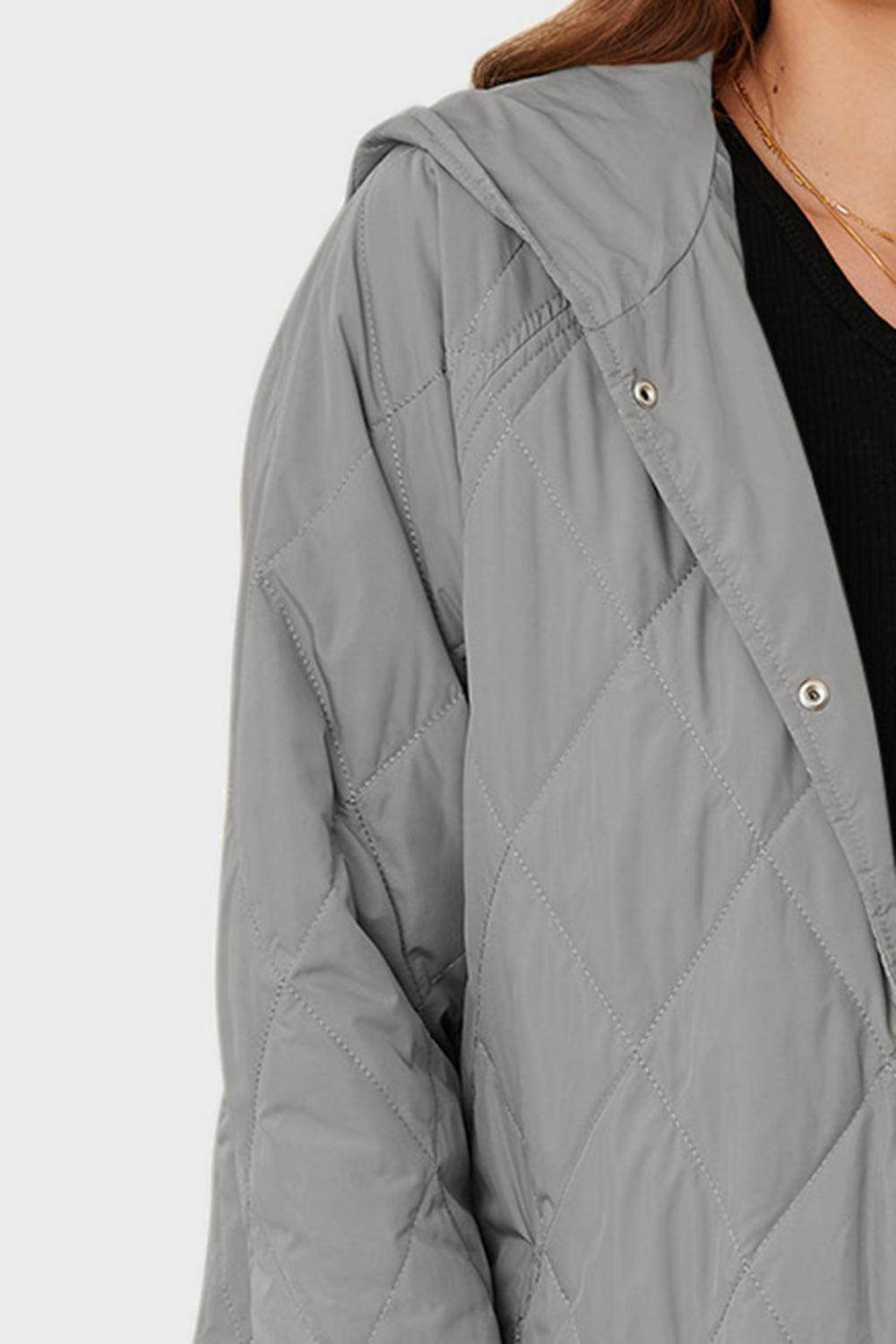 Snap Down Hooded Slit Winter Coat for Stylish Warmth