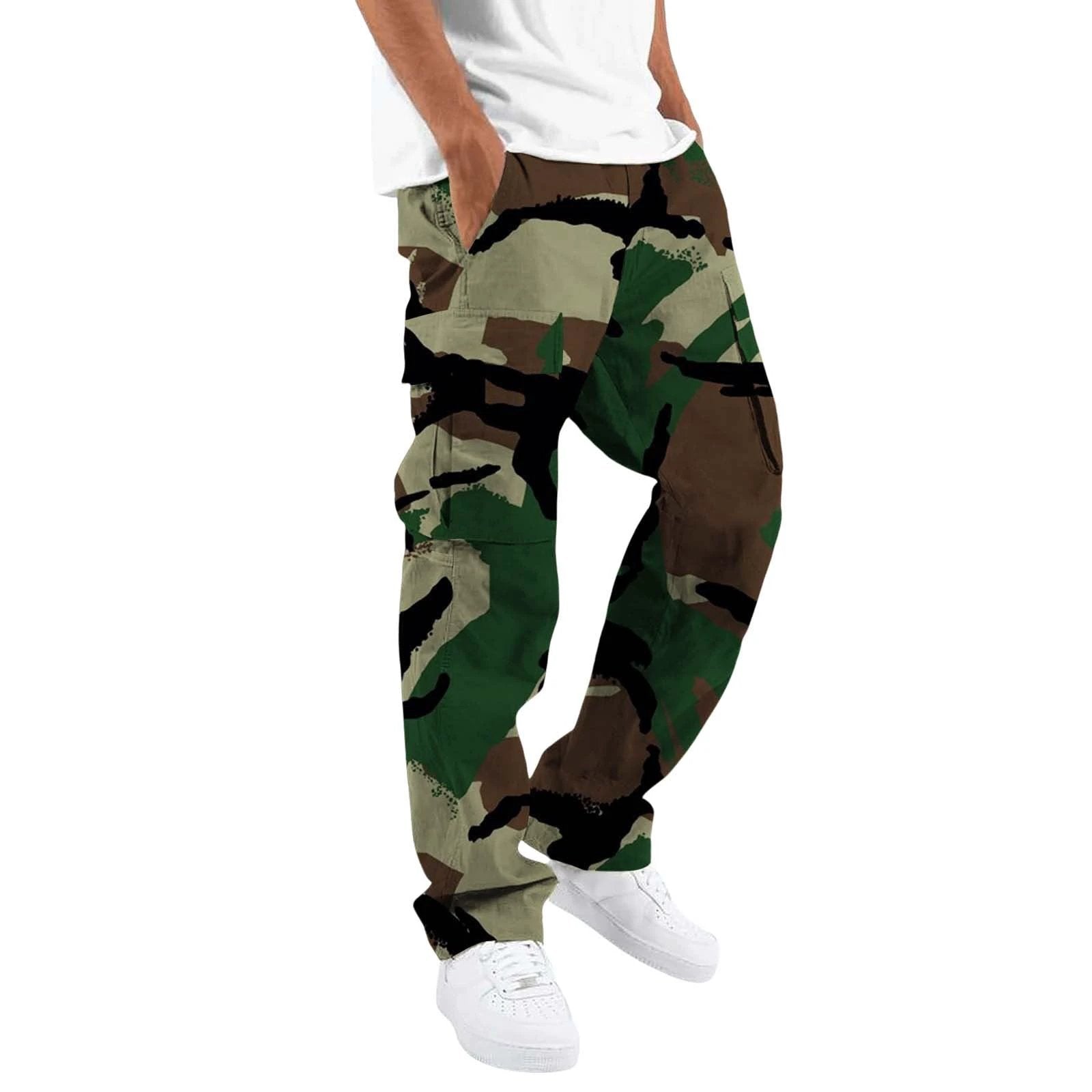 Fashion Camouflage cargo Men's Printing Fashion Outdoor Overalls Straight Rope Overalls Men's Clothing Men's Pants Casual
