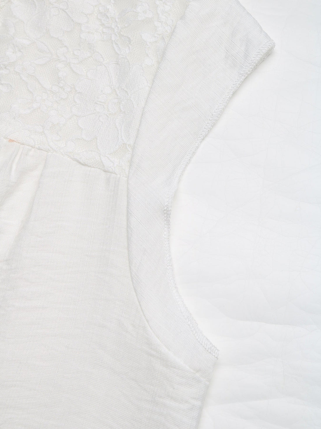 Lace Trim Notched Blouse