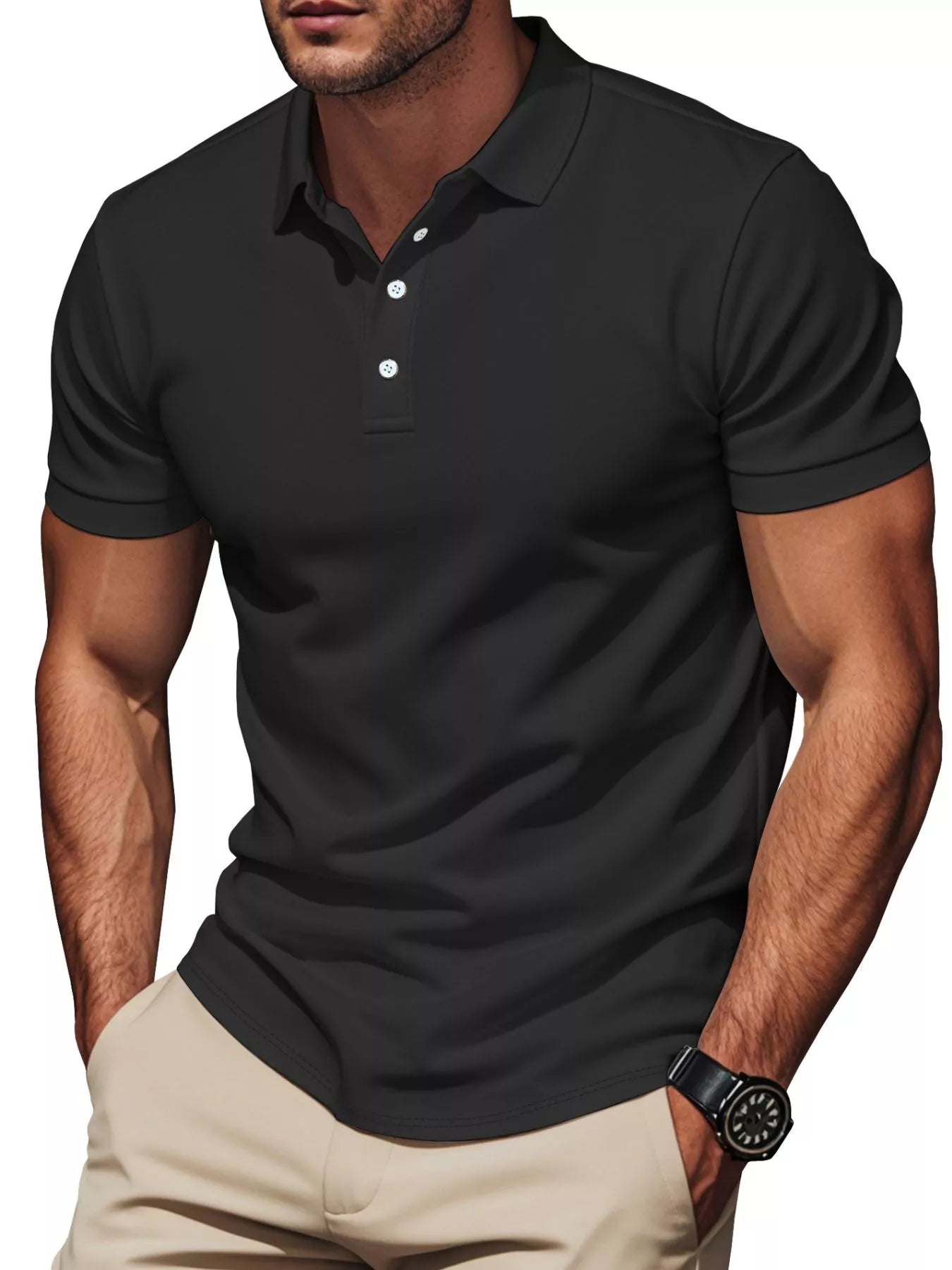 Men's Full Size Slim-Fit Short Sleeve Polo Plus Size