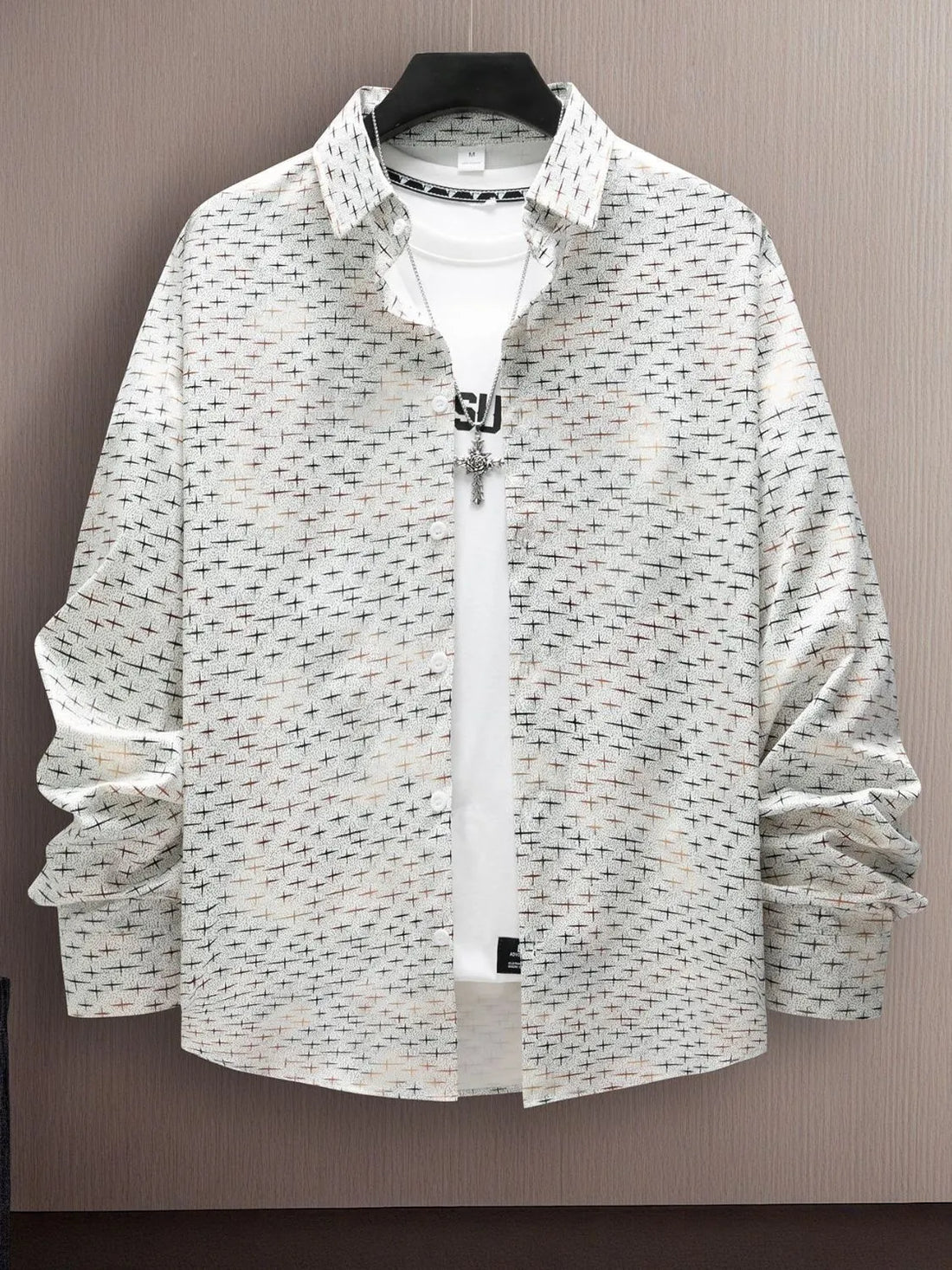 Men's Full Size Collared Neck Long Sleeve Shirt Plus Size
