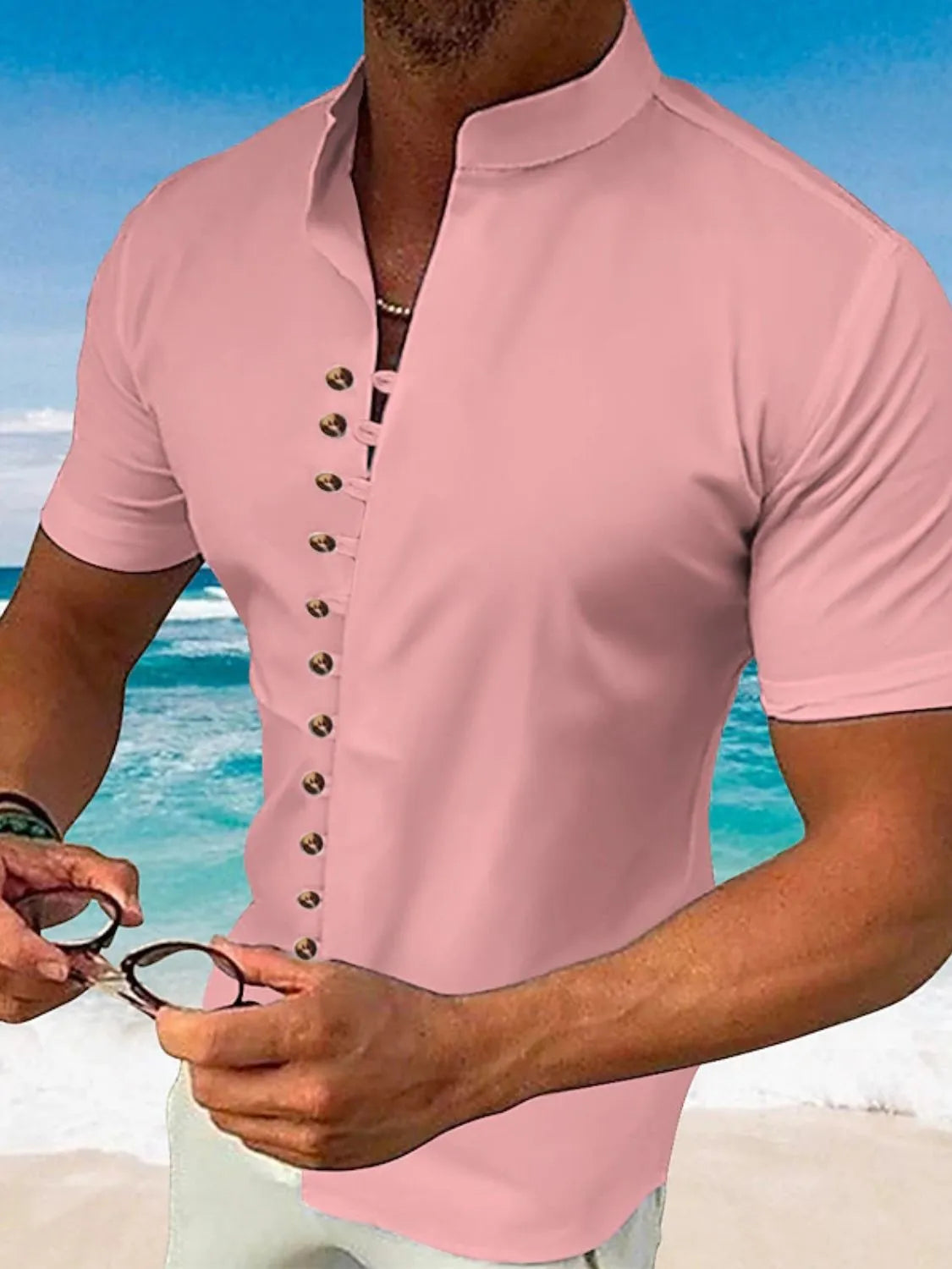 Men's Full Size Button Up Short Sleeve Shirt Plus Size
