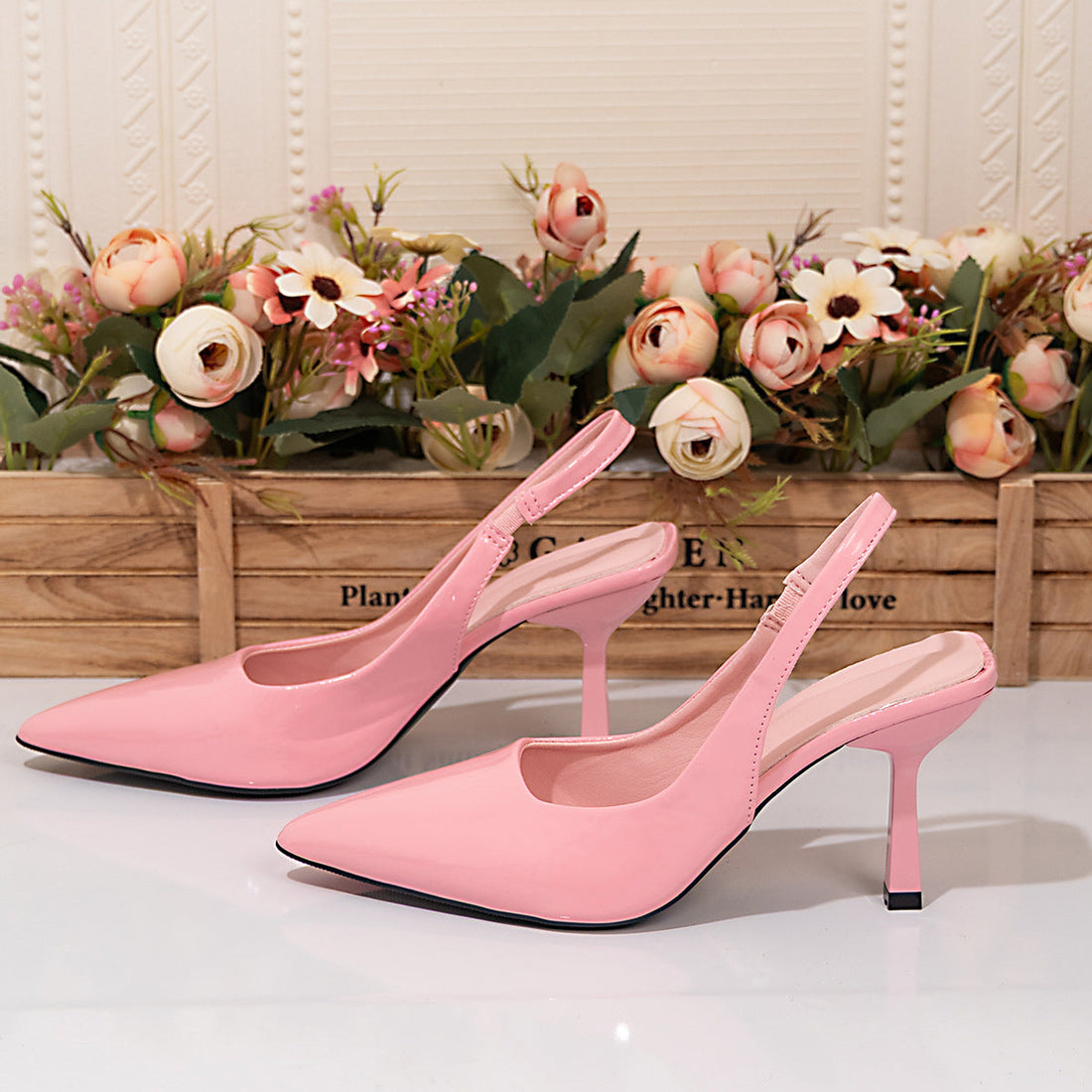 Women's Pointed-Toe Stiletto Heels | Patent Leather Open-Back High Heels