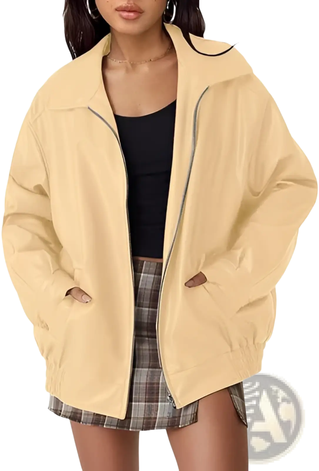 Faux Leather Motorcycle Jacket Plus Size Women's Bomber