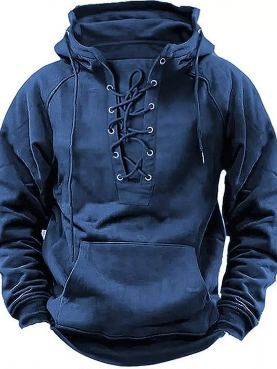 Men's Full Size Lace Up Front Raglan Sleeve Hoodie Plus Size