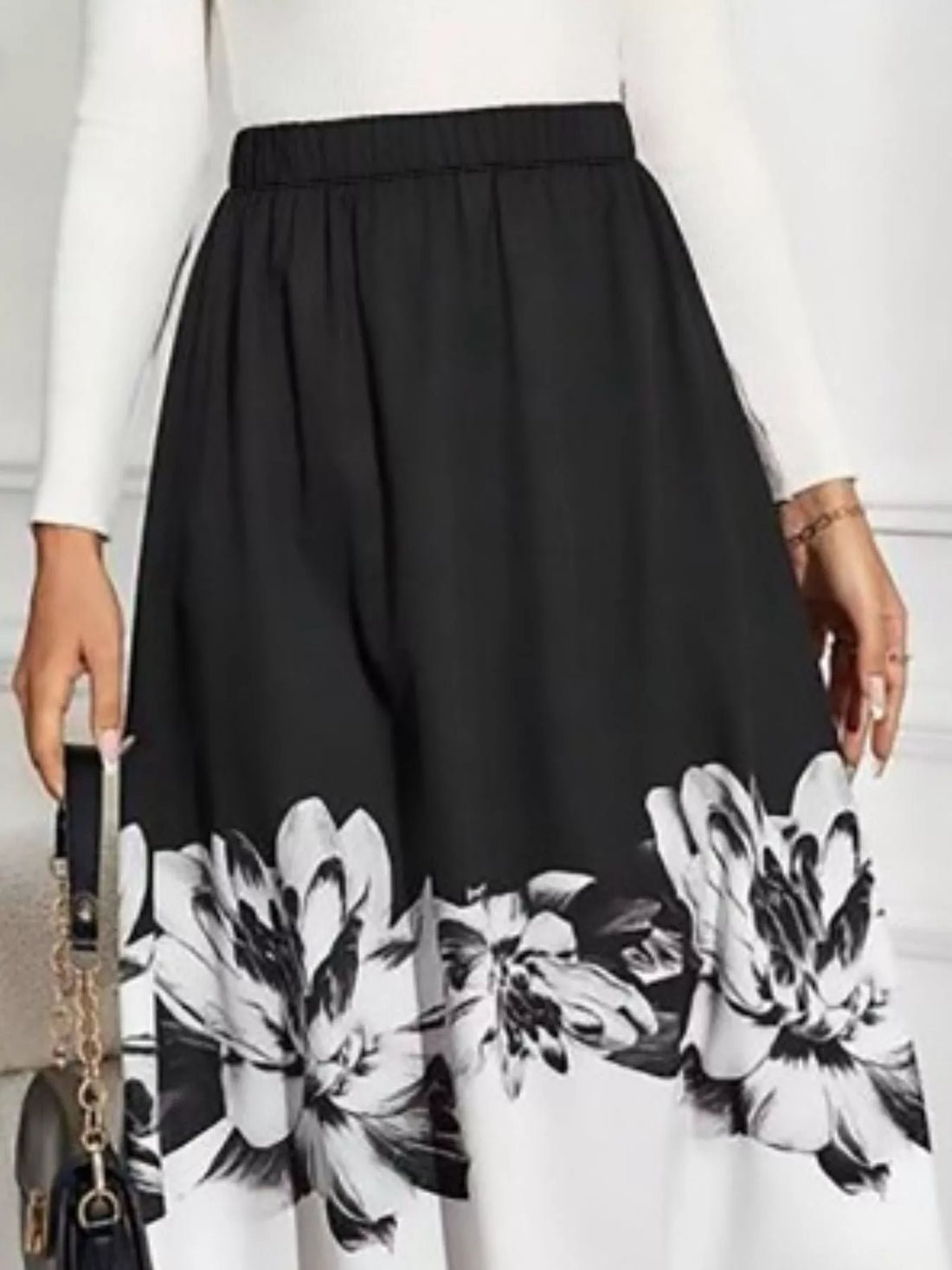 Women's Floral Print A-Line Midi Skirt