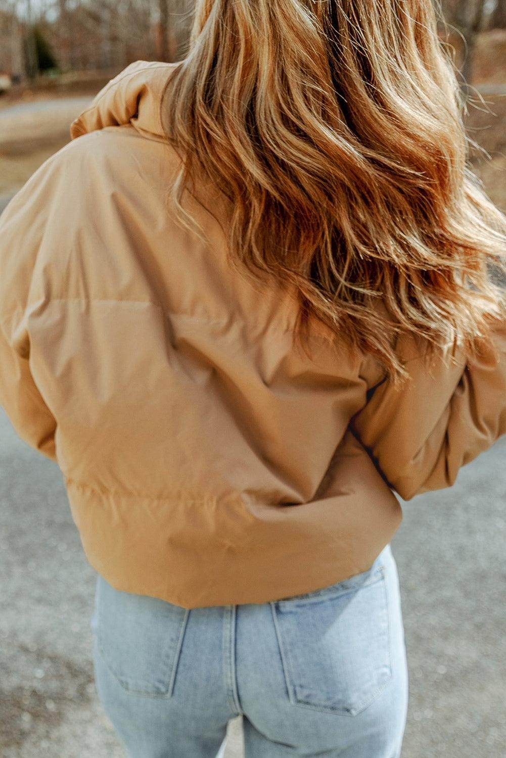 Zip Up Collared Neck Coat with Pockets for Women