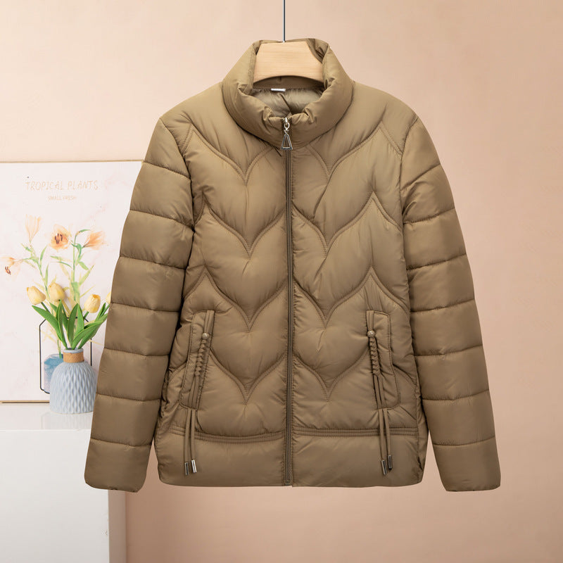 Fashion Stand Collar Pure Color Cotton Clothing Women