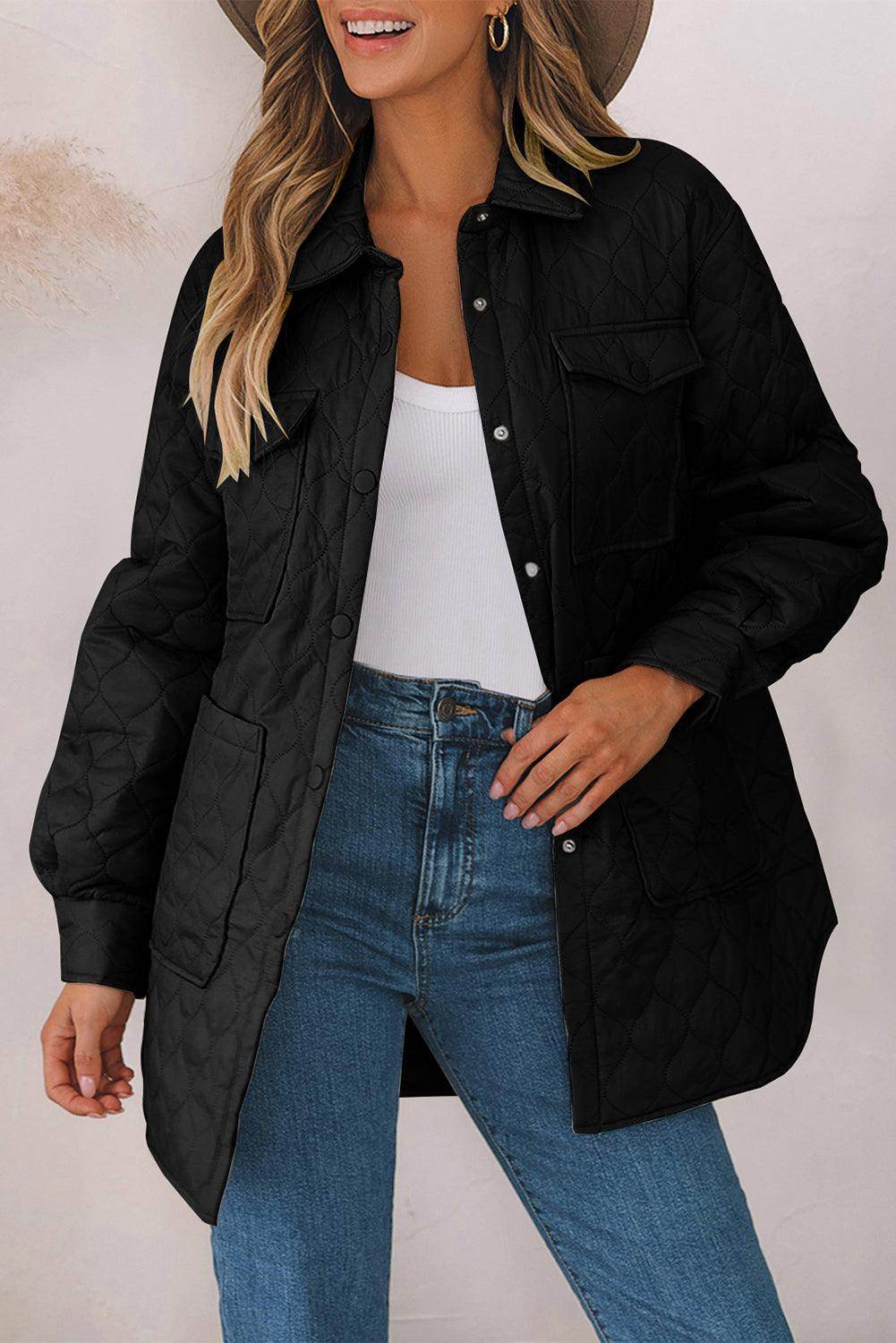 Snap Down Collared Winter Coat for Stylish Warmth
