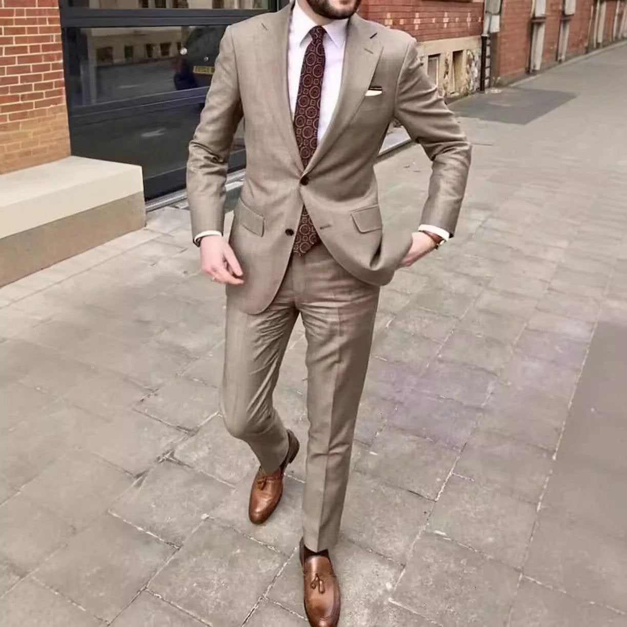 Men's Slim Fit Business Dress Two Button Suit